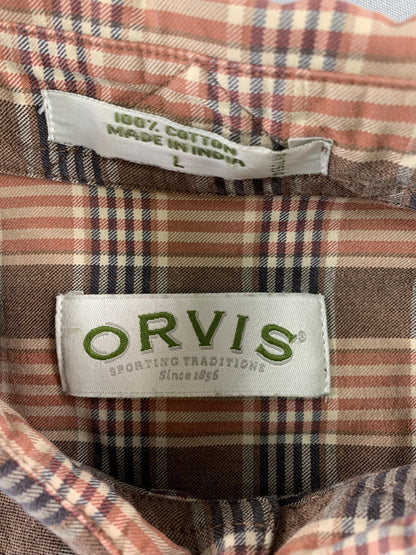 Orvis Shirt Mens Large Plaid Button Down Long Sleeve Casual Classic Outdoors 100