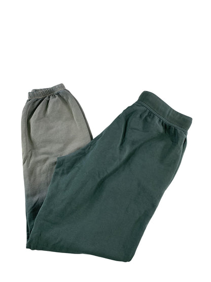 Electric & Rose Sweatpants Womens Small Green Gray Ombre Dip Dye Joggers Pockets