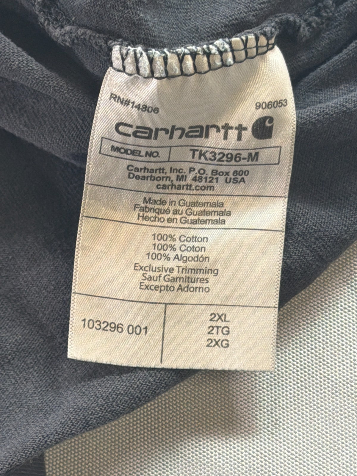 Carhartt K87 Pocket Tee Mens 2XL Gray Faded Short Sleeve 100% Cotton Workwear