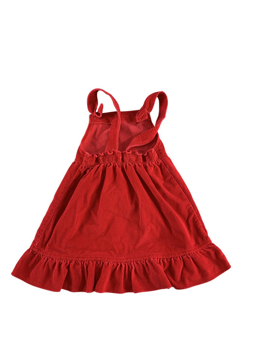 Alyssa Dress Girls Small Red Corduroy Ruffle Hem Pinafore Jumper 100% Cotton