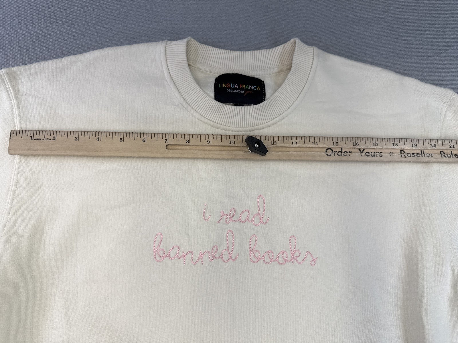LINGUA FRANCA Crewneck Sweatshirt L Cream 100% Organic Cotton Regular Fit Long