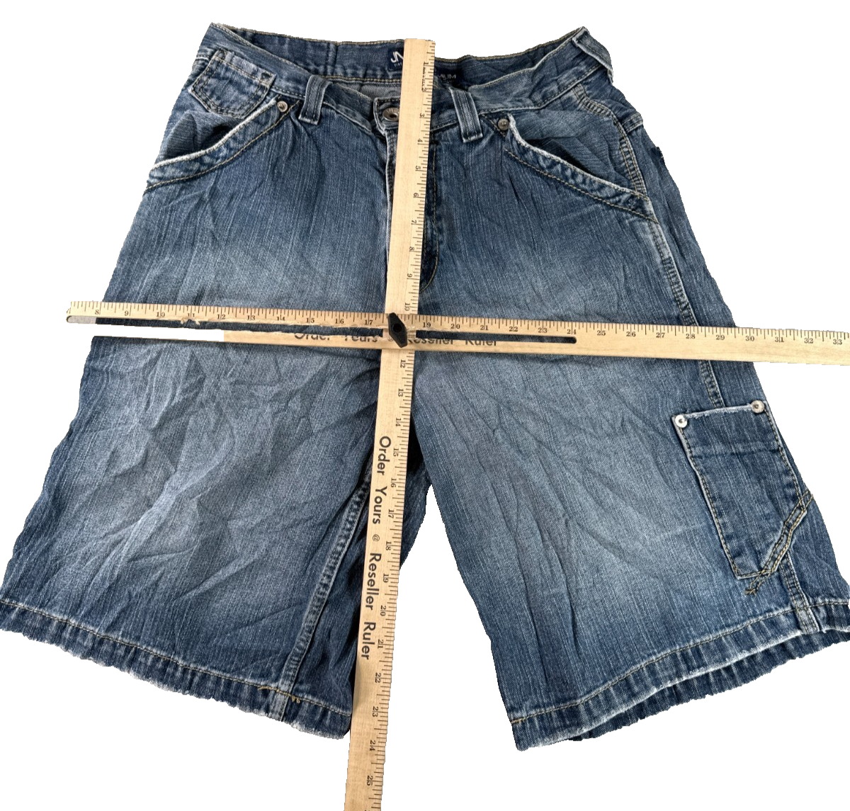 JNCO Denim Cargo Shorts Mens 32 Blue Carpenter Skater Baggy Y2K Jean Shorts