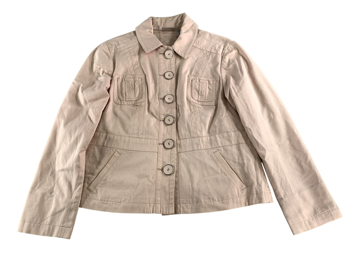 Chicos Jacket Womens 1 Stretch Casual Button Front Pockets Lightweight Blazer 97