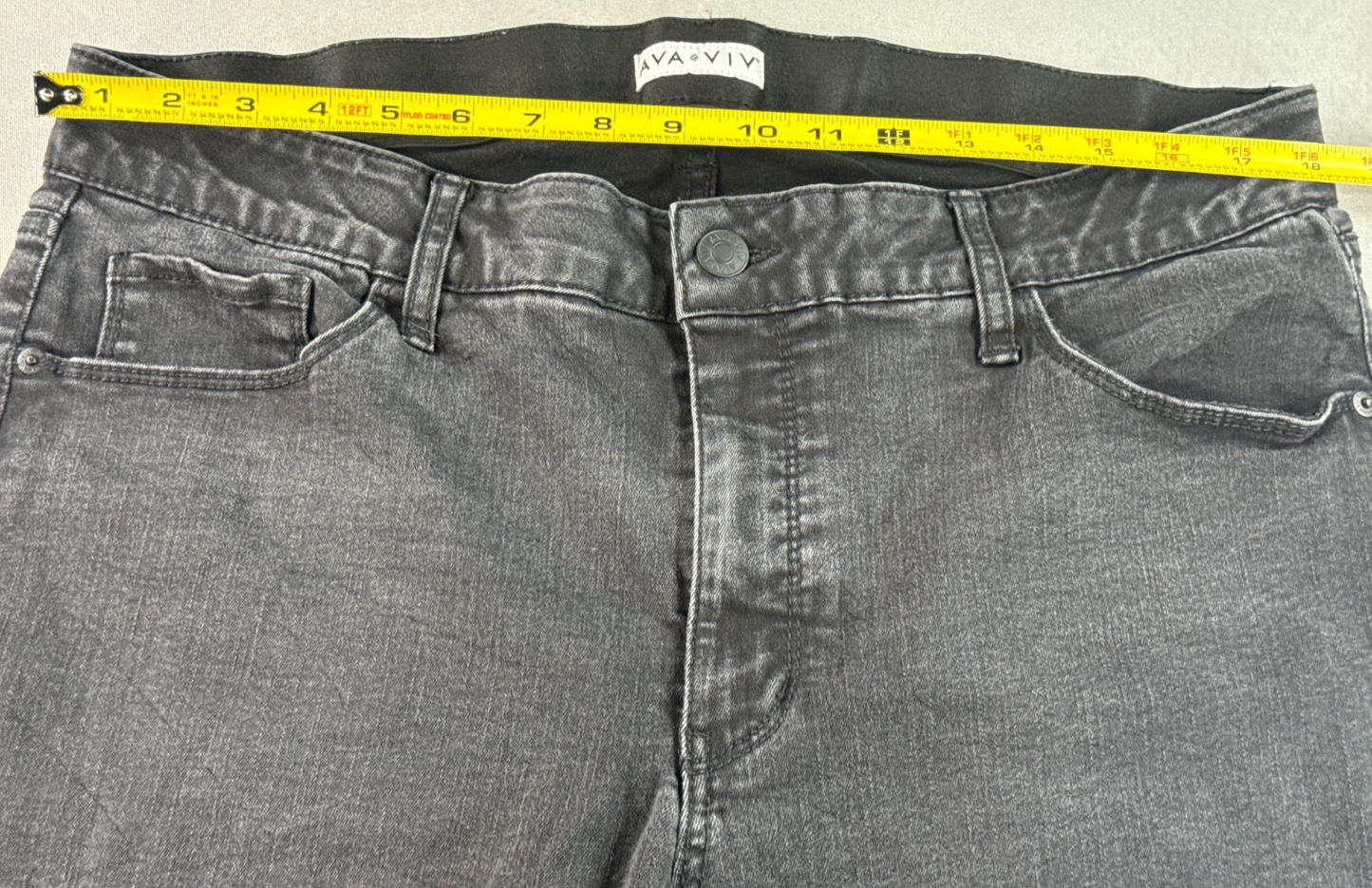 Ava & Viv Jeans Womens 18W Washed Black High Rise Skinny Stretch Plus Comfort