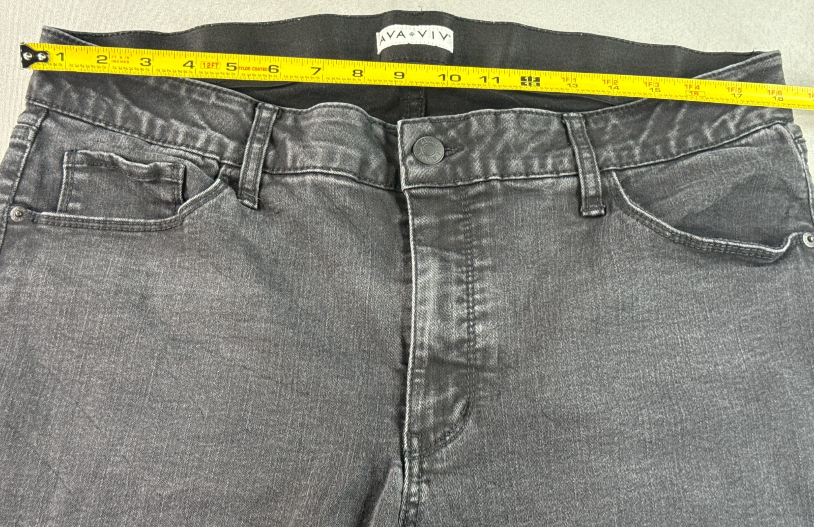 Ava & Viv Jeans Womens 18W Washed Black High Rise Skinny Stretch Plus Comfort