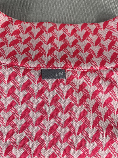 Nivo Polo Shirt Womens XL Pink White Geometric Golf Short Sleeve Quarter Zip