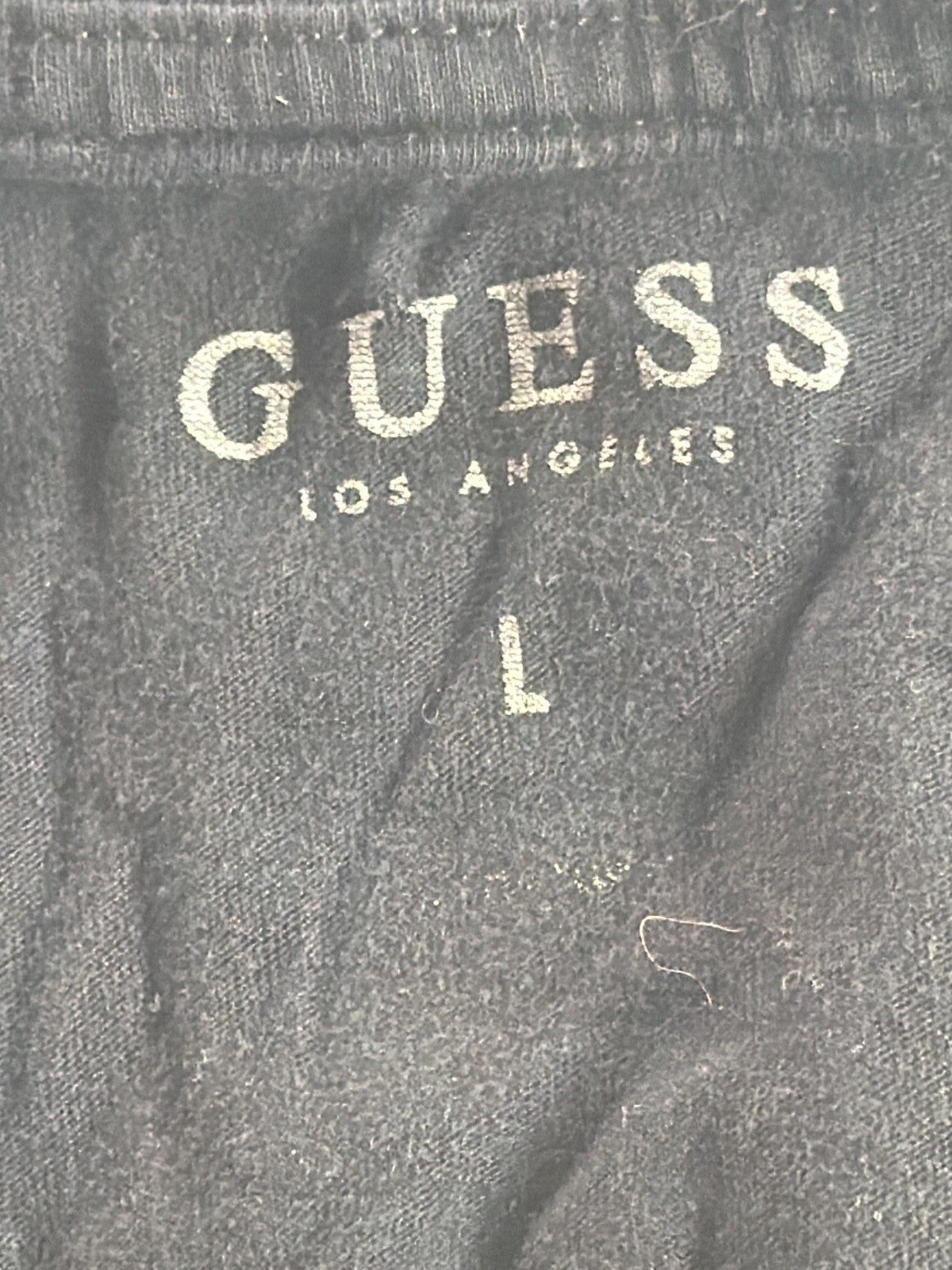 Guess Los Angeles Mens Large Black Gold Triangle Question Mark Graphic Tee Shirt