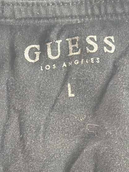 Guess Los Angeles Mens Large Black Gold Triangle Question Mark Graphic Tee Shirt