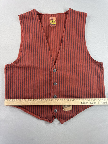 CLEAN FUN 20th Century Fox Vintage Striped Red Sleeveless Neck Vest Button Men