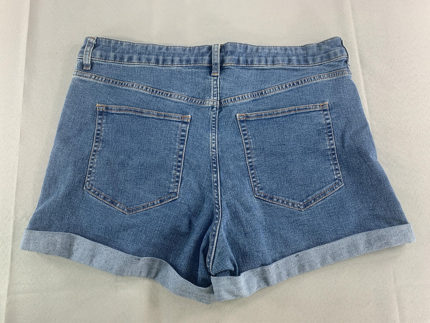 H&M Denim Shorts Womens 18 Blue High Rise Rolled Hem Stretch Casual Jean Summer