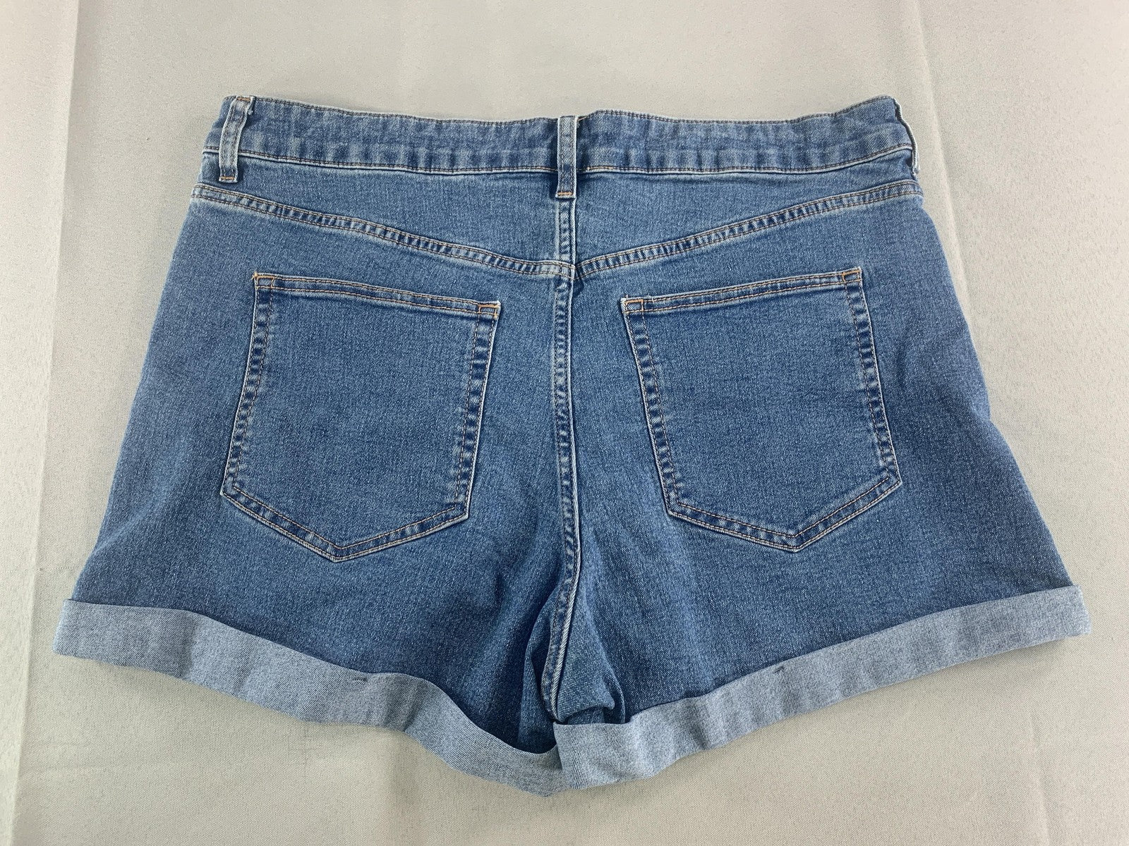 H&M Denim Shorts Womens 18 Blue High Rise Rolled Hem Stretch Casual Jean Summer