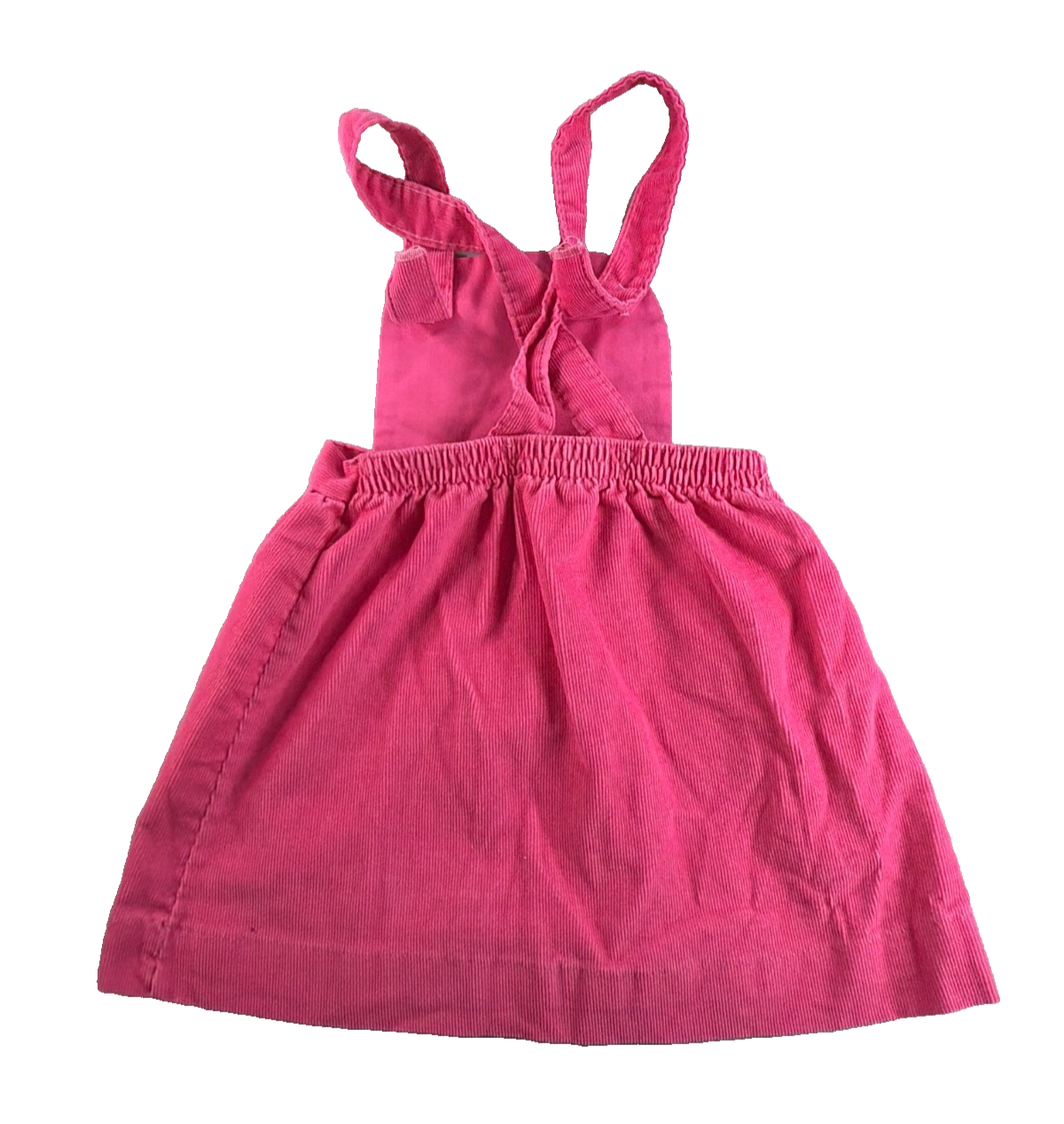 Girls Pink Corduroy Jumper Dress Bow Applique Overall Pinafore Toddler Cute