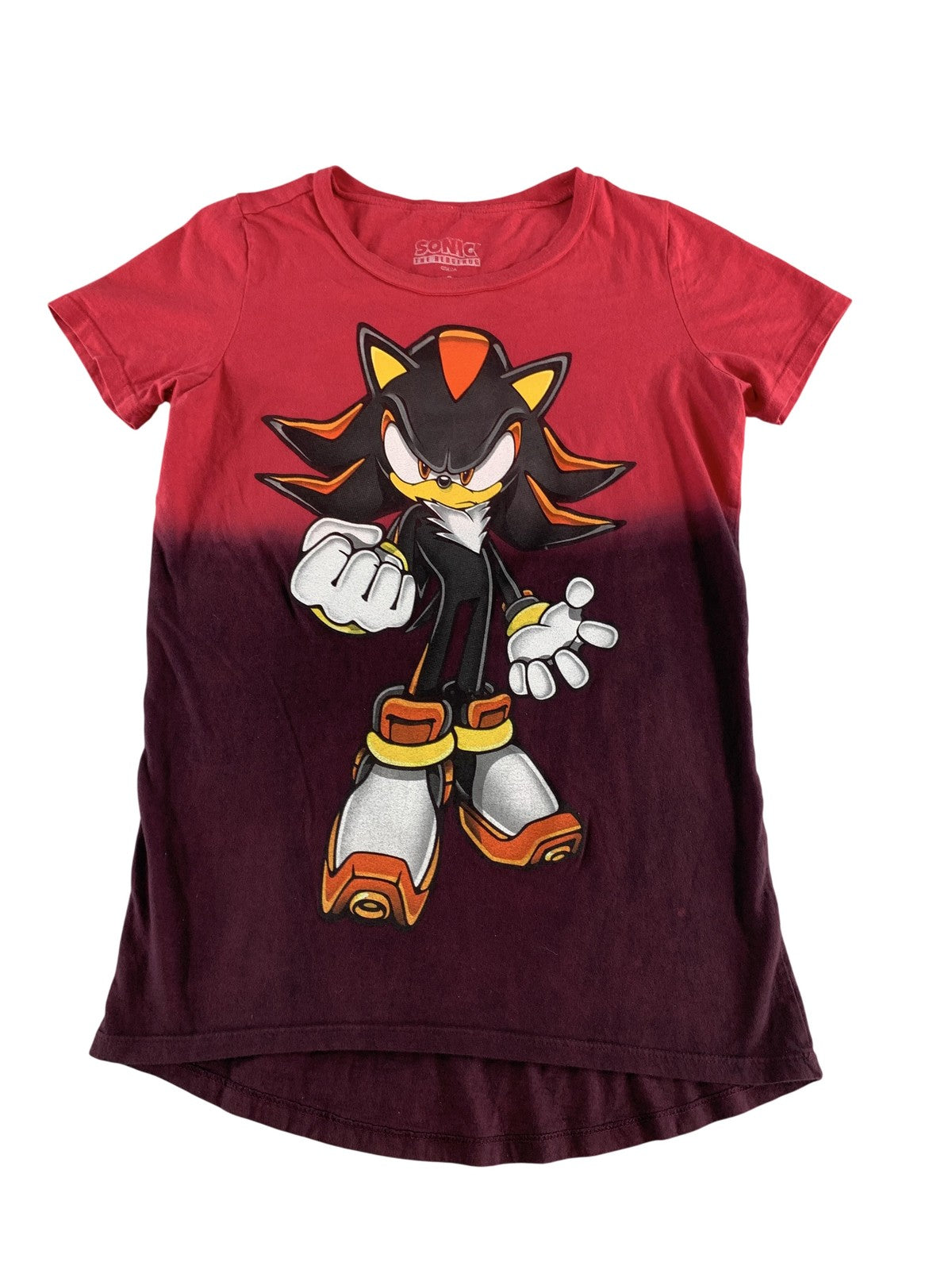 Hedgehog Character Graphic Tee Women's Small Red Black Anime Gaming T-Shirt