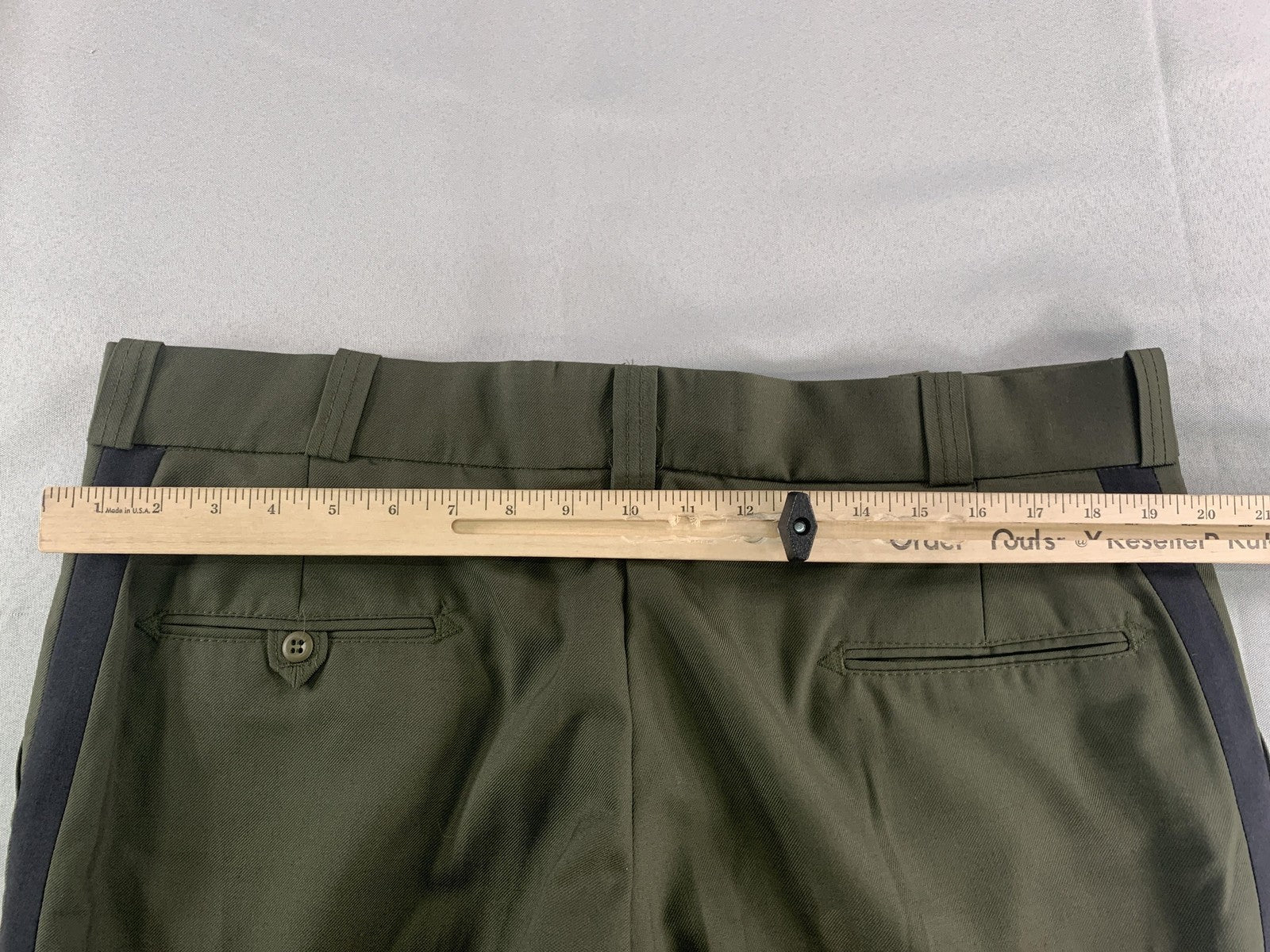 Southeastern Pants Mens 18 Olive Green Wool Blend Stripe Dress Uniform Made USA