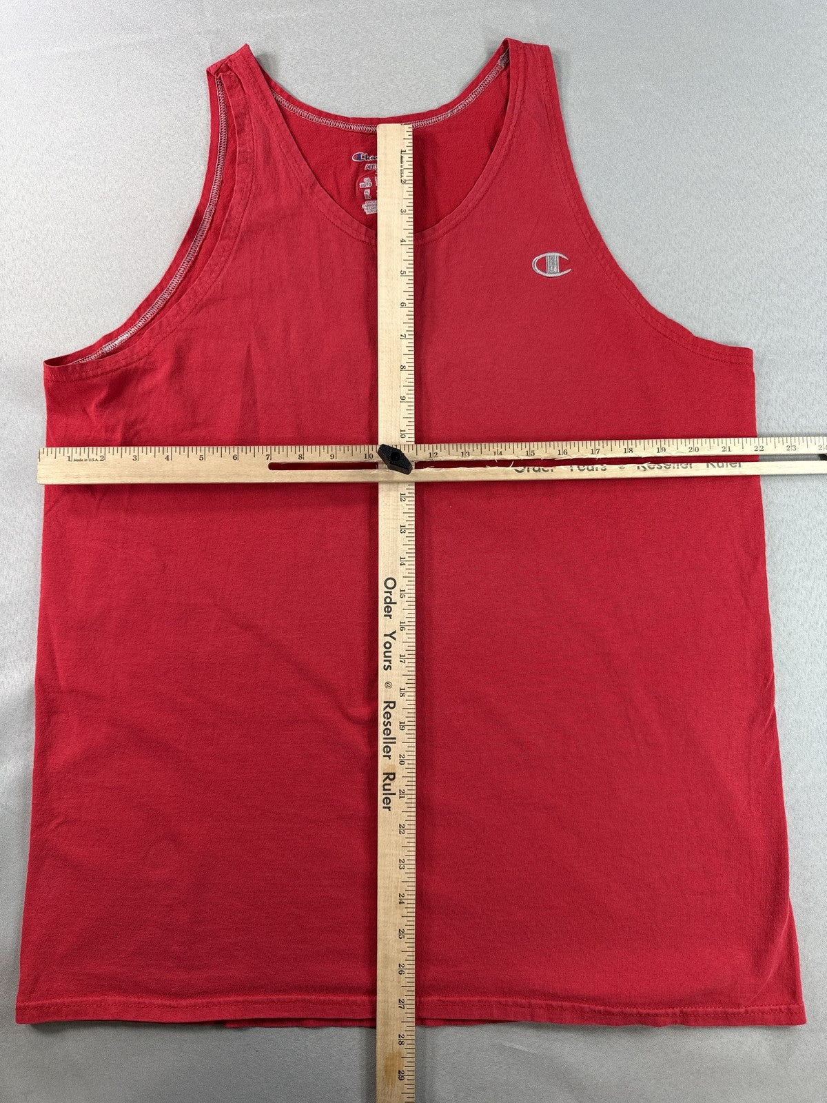 Champion T2238 Tank Top XL Red 100% Cotton Scoop Neck Sleeveless Athletic Logo