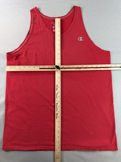 Champion T2238 Tank Top XL Red 100% Cotton Scoop Neck Sleeveless Athletic Logo