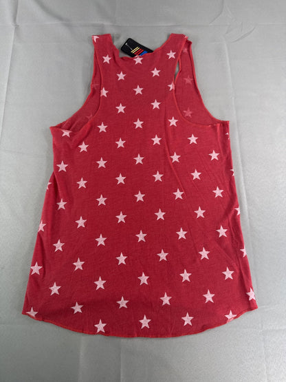 NASCAR Dega Shirt Womens XL Red Star Pattern Racerback Tank Top Graphic Tee