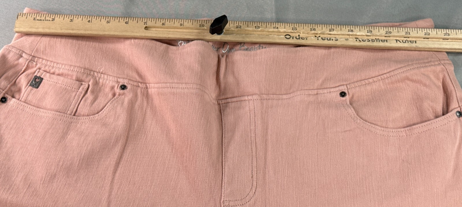 Belle By Kim Gravel Pink Crop Jeans Womens 2X Pull On Stretch Denim Capris Pants