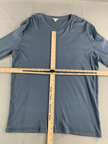 Calvin Klein Shirt Mens 2XL Blue Long Sleeve V Neck Lightweight Pullover Top