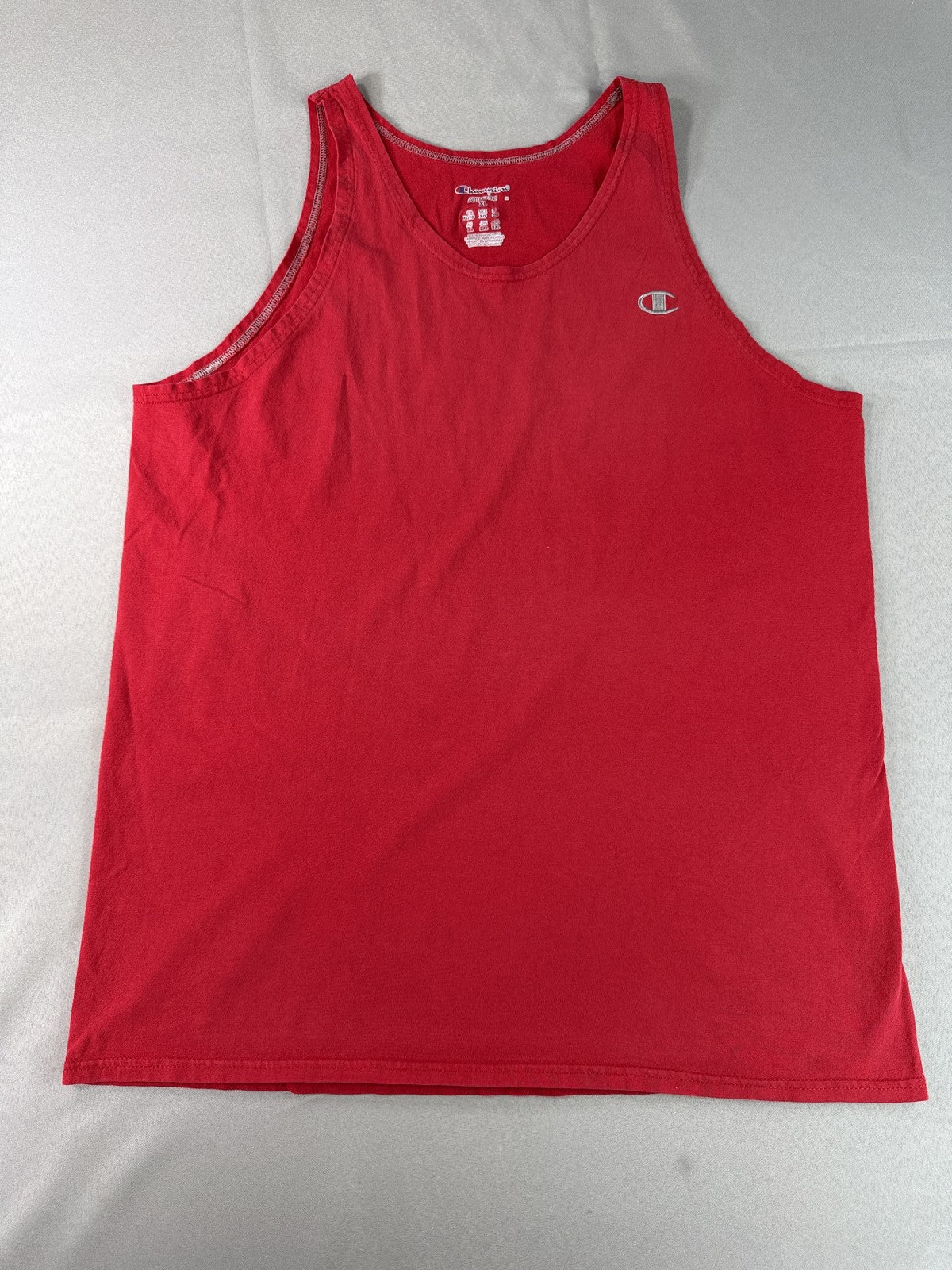 Champion T2238 Tank Top XL Red 100% Cotton Scoop Neck Sleeveless Athletic Logo