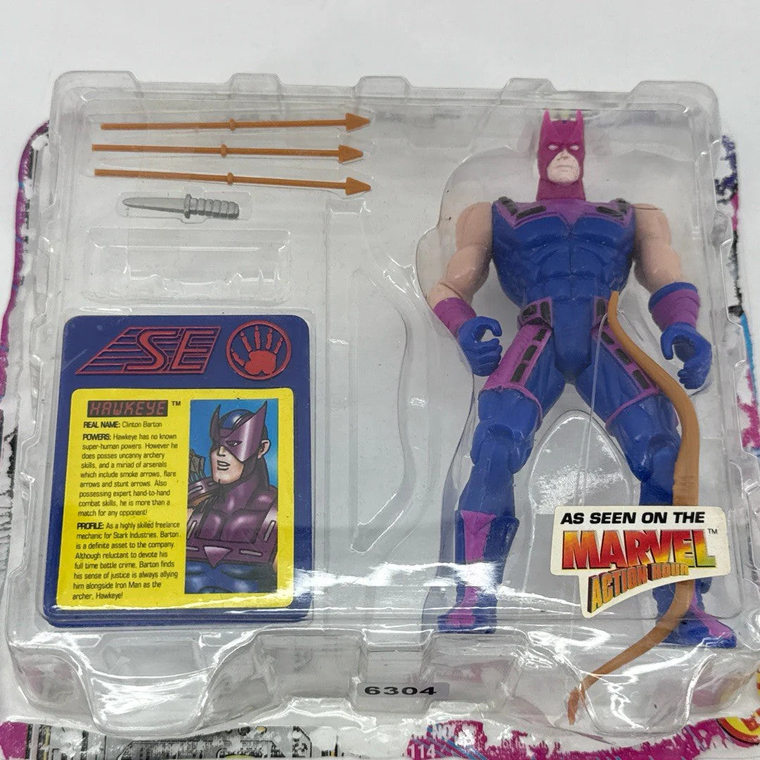 HAWKEYE Action Figure Bow &amp; Arrow Toy Biz Iron Man 1995 MOC Marvel Apparel