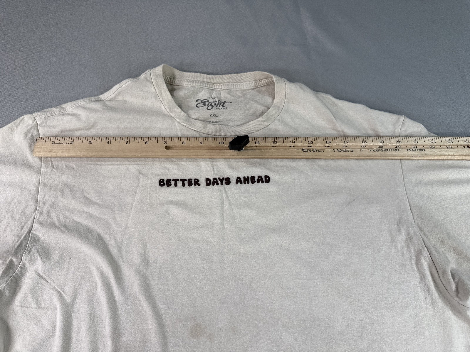 Eighty Eight Brand Smile Face Graphic Tee Streetwear 2XL Beige 100% Cotton