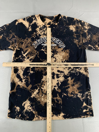 Throwers Skateboarding Shirt Mens Large Black Bleach Tie Dye Graphic Tee Unique