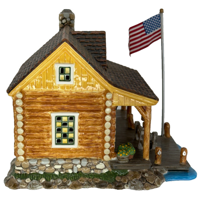 Department 56 Snow Village Grandpap's Cabin 55369 Lighted Log Cabin 2004 Retd