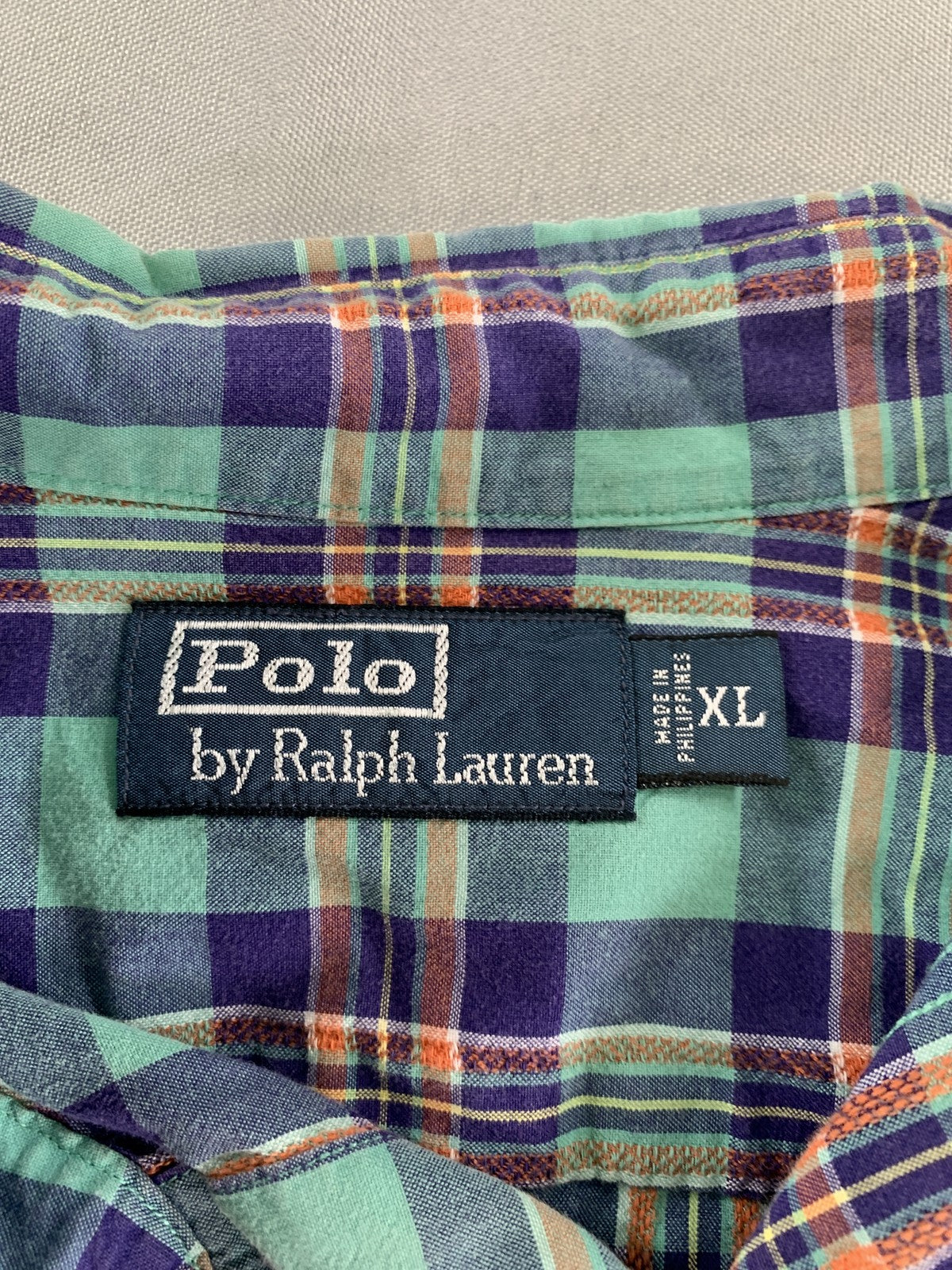 Polo Ralph Lauren Shirt Mens XL Green Blue Plaid Long Sleeve Button Down Casual