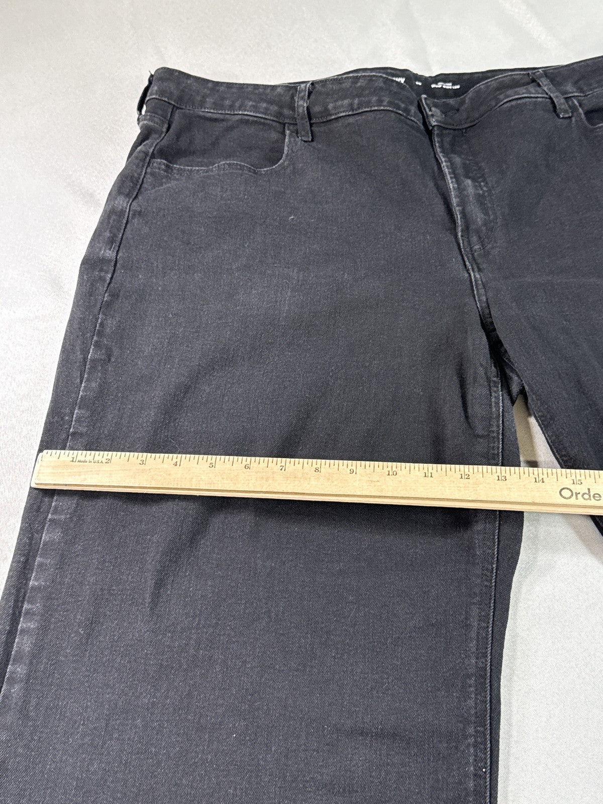 Old Navy High Rise Wide Leg Jeans Womens 20 Black Denim Cropped Stretch Frayed