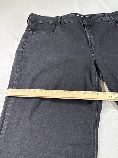 Old Navy High Rise Wide Leg Jeans Womens 20 Black Denim Cropped Stretch Frayed