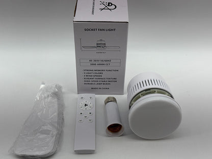 LED Socket Fan Light E26 Remote Control 3 Speed 3 Color Ceiling Fan Bulb Apparel