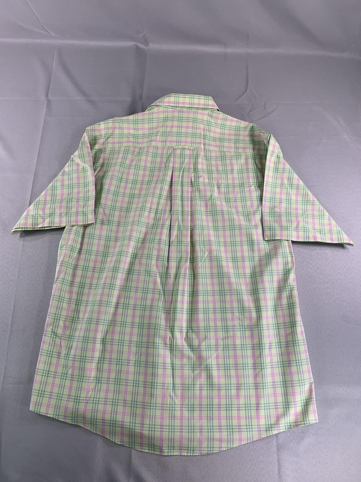 Orvis Shirt Mens Large Green Pink Plaid Button Down Short Sleeve Classic Fit 100