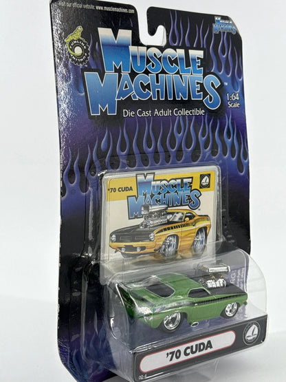 Muscle Machines 1970 Plymouth Cuda Green 1:64 Diecast Mopar Muscle Car New 164