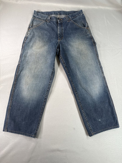 Lee 291 265 Jeans 32x32 Blue Straight Leg Distressed Cotton Vintage Denim