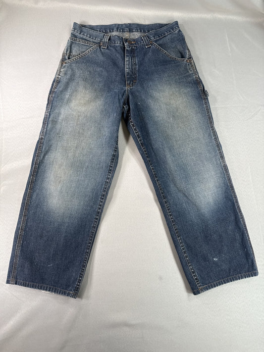 Lee 291 265 Jeans 32x32 Blue Straight Leg Distressed Cotton Vintage Denim