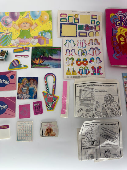 Vintage Barbie 1980s Paper Ephemera Lot Booklets Cards Stickers Inserts Ken 80s