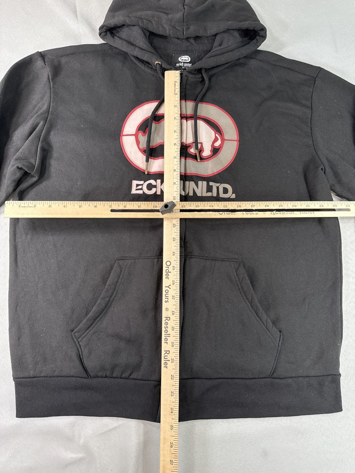 Ecko Unltd Rhino Graphic Zip Up Hoodie XL Black Cotton Streetwear Long Y2K
