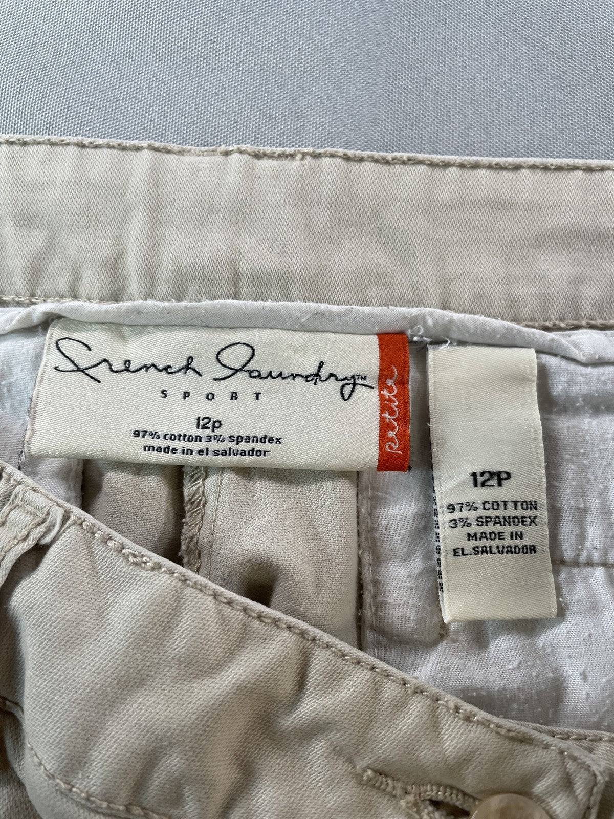 French Laundry Sport Pants Womens 12P Beige Cropped Stretch Casual Capri Cotton