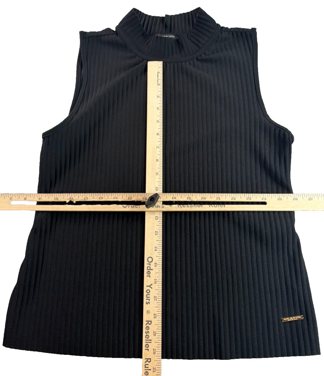 Marc New York Andrew Marc Womens M Black Ribbed Sleeveless Mock Neck Top Apparel