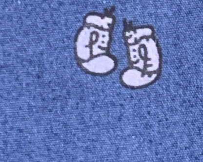 Banana Republic Mens Shirt L Slim Fit Blue Luxe Poplin Button Down Boxing Print