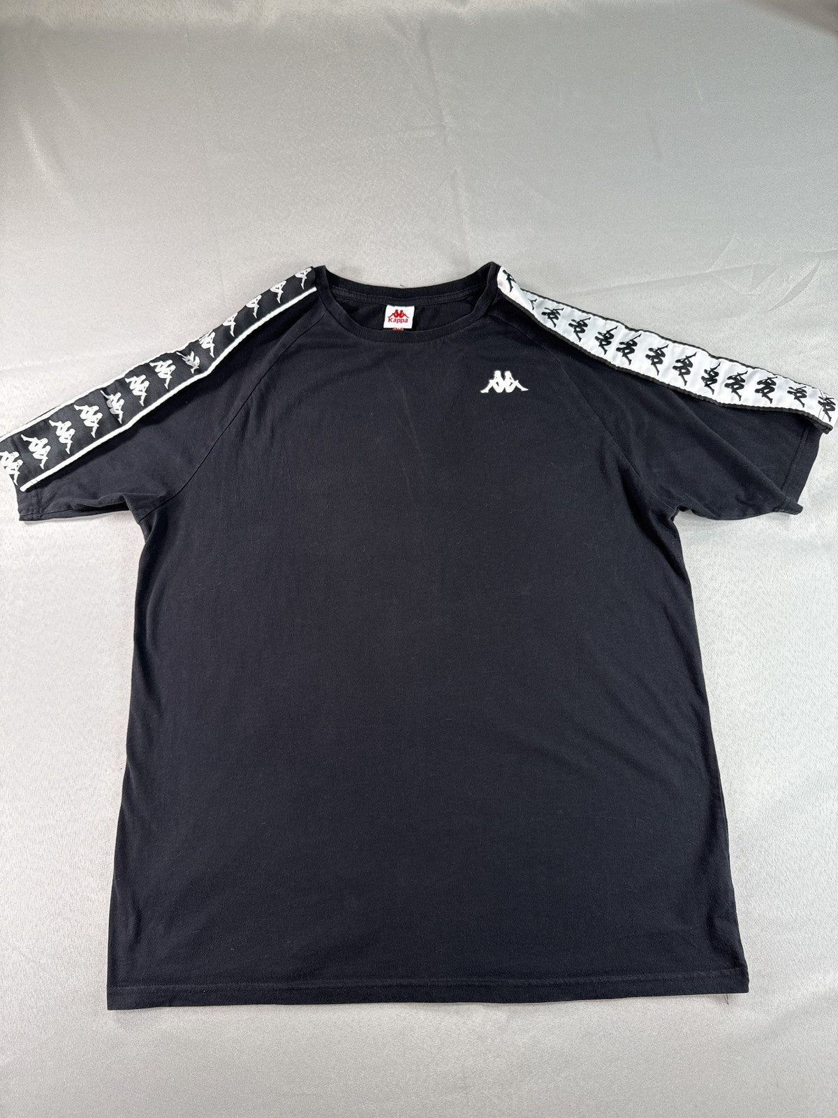 Kappa 222 Banda Tee Mens XL Black White Logo Tape Crewneck Short Sleeve Athletic
