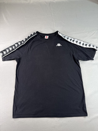 Kappa 222 Banda Tee Mens XL Black White Logo Tape Crewneck Short Sleeve Athletic