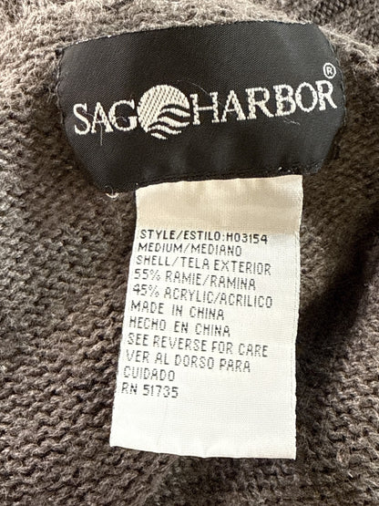SAG HARBOR H03154 Cable Knit Turtleneck Sweater Unisex Medium Gray Relaxed Fit
