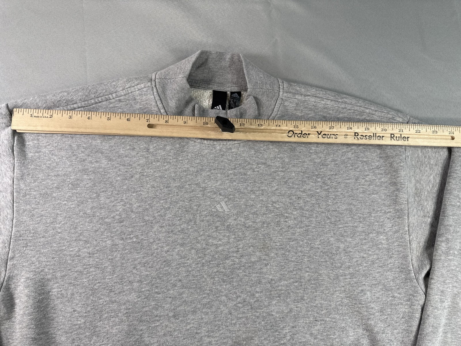 adidas Sweatshirt S Grey Cotton Blend Crewneck Long Sleeve Regular Fit Graphic