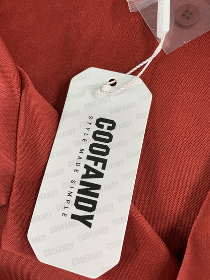 Coofandy Shirt Mens XL Red Short Sleeve Button Up Camp Collar Casual Lightweight