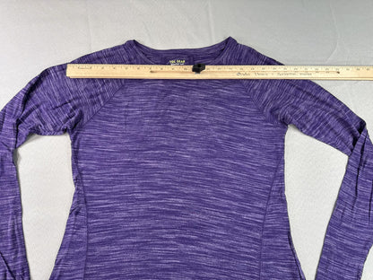 Tek Gear Heathered Long Sleeve Crewneck Top Womens Purple Rayon Polyester M