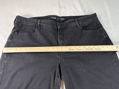 Old Navy High Rise Wide Leg Jeans Womens 20 Black Denim Cropped Stretch Frayed