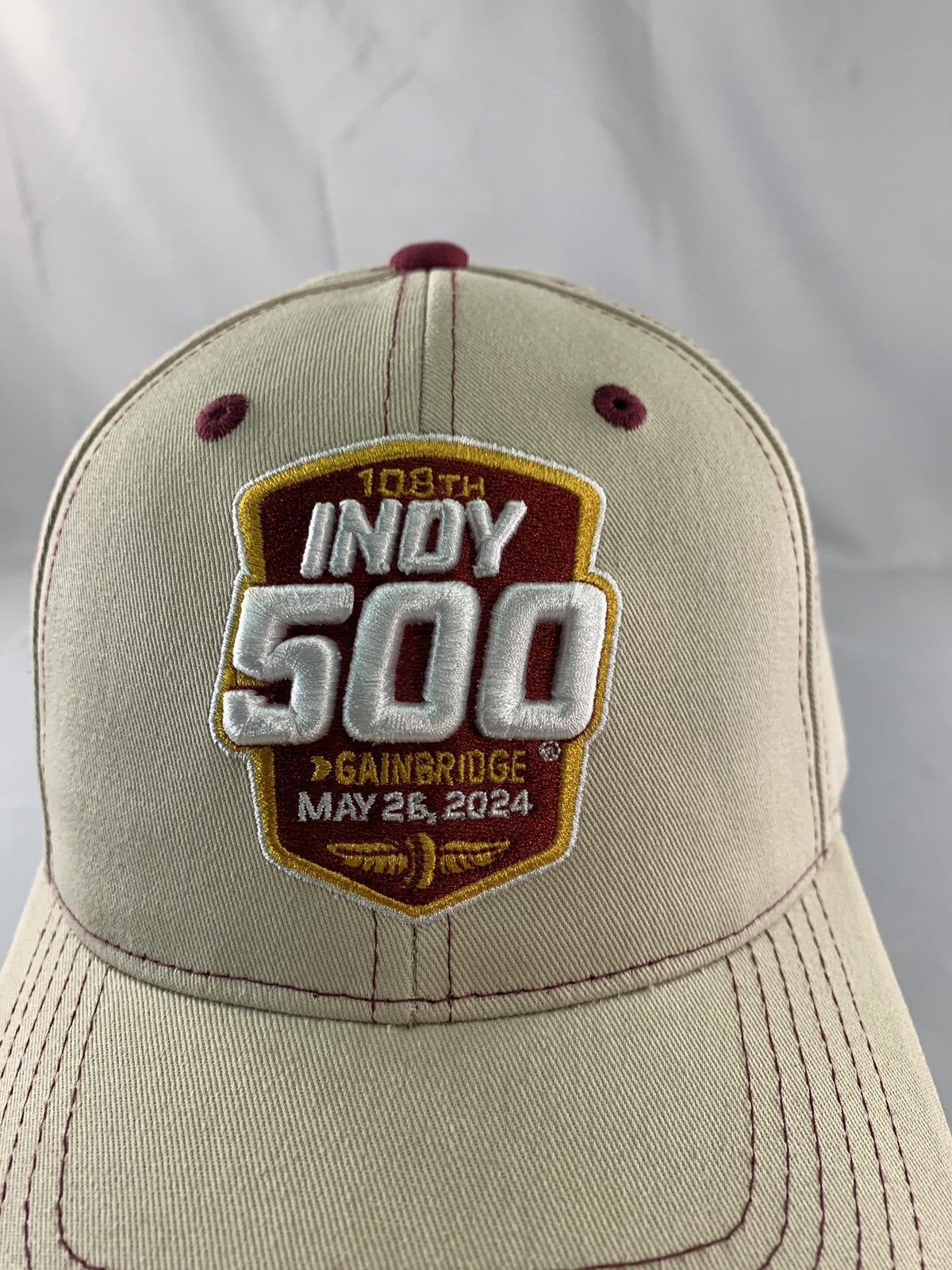 Indy 500 Hat Cap Strap Back Mens One Size Beige IndyCar Racing 108th Race 2024