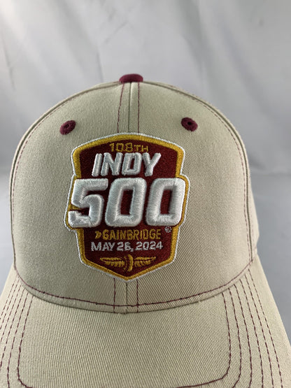 Indy 500 Hat Cap Strap Back Mens One Size Beige IndyCar Racing 108th Race 2024